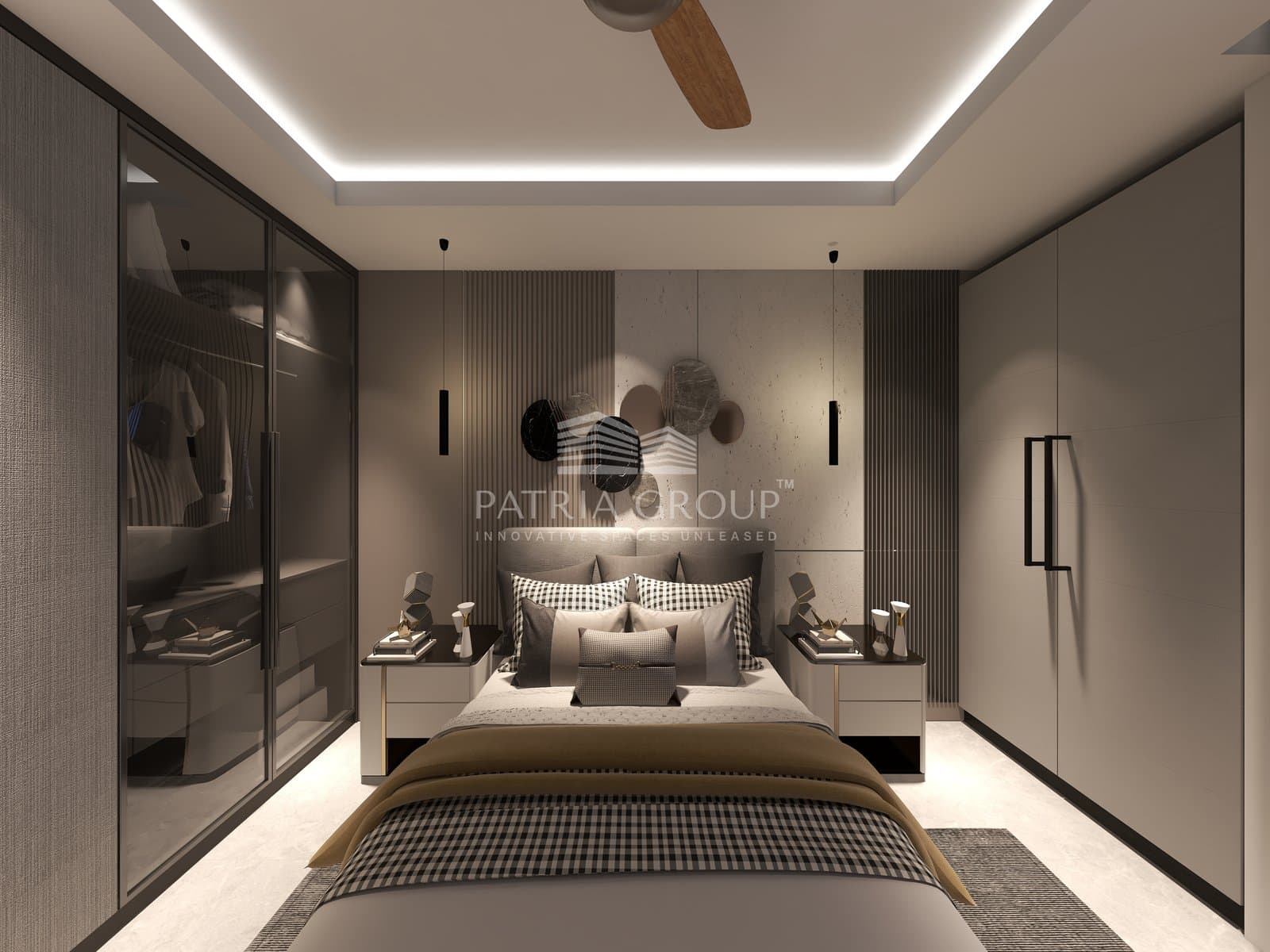 Beautifully designed residential interior with warm lighting